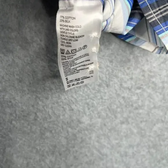 Tommy Bahama Shirt XL Blue Striped Silk Blend Casual Button Up Long Sleeve Men - Picture 11 of 11